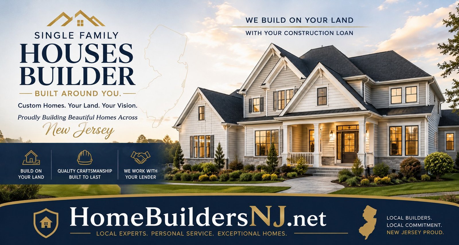 HomeBuildersNJ.net — single-family houses builder, built around you. Custom homes on your land, with your construction loan, across New Jersey.