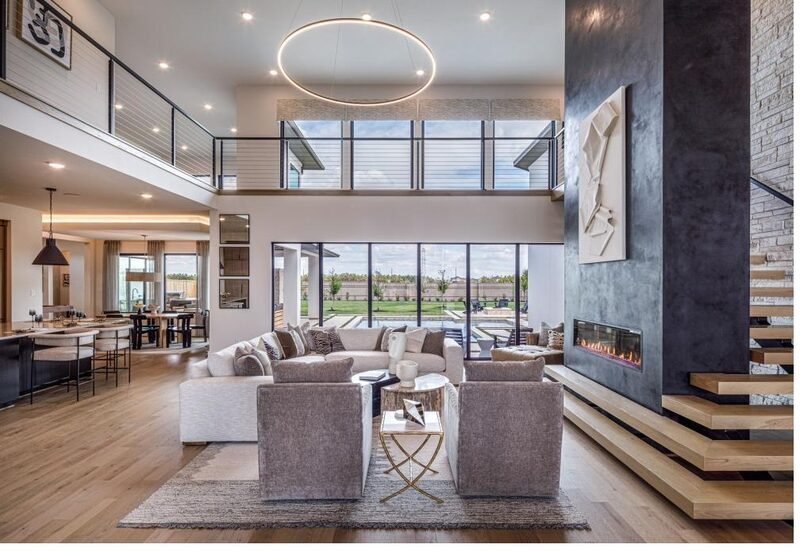 A finished custom home interior living space
